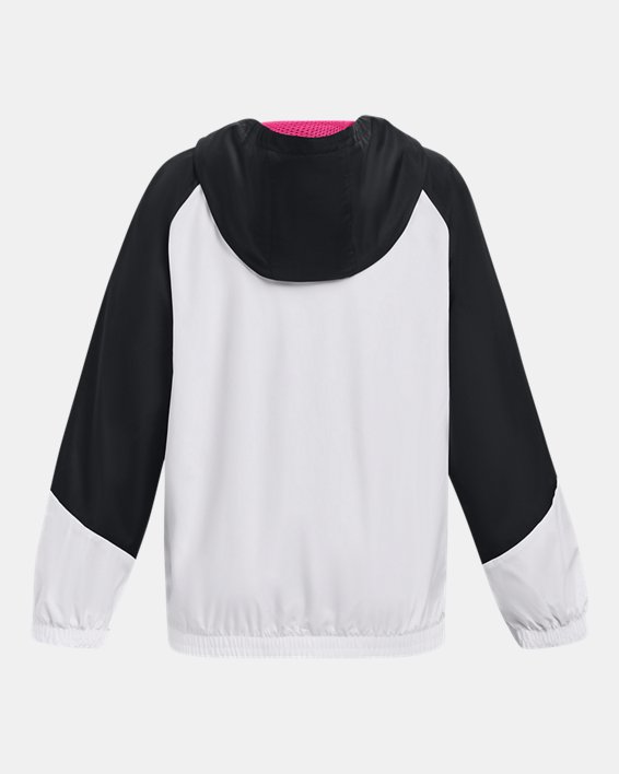 Mädchen UA Woven Jacke mit durchgehendem Zip, Black, pdpMainDesktop image number 1